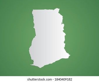 Vector white map of Ghana on green background.