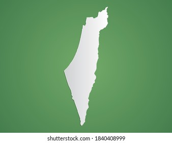 Mapa blanco vectorial de Israel sobre fondo verde.