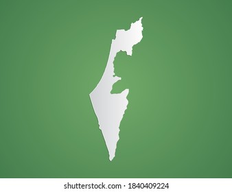 Vector white map of Israel on green background.