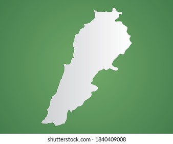 Vector white map of Lebanon on green background.