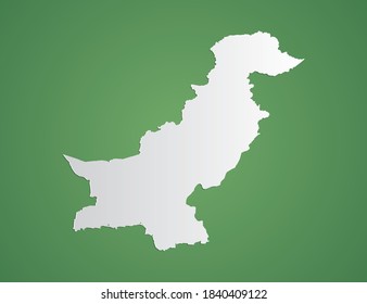 Vektor-weiße Karte von Pakistan auf grünem Hintergrund.