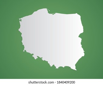 Vector white map of Poland on green background.