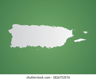 Vector white map of Puerto Rico on green background.