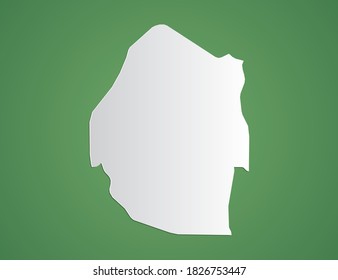 Vector white map of Swaziland on green background.