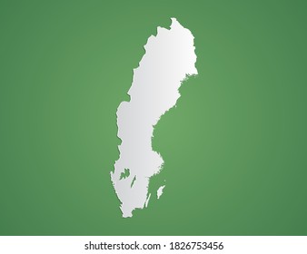 Vector white map of Sweden on green background.