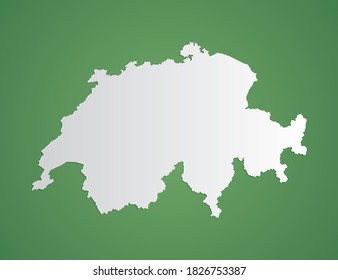 Vektorweiße Karte der Schweiz auf grünem Hintergrund.