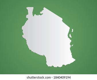 Vector white map of Tanzania on green background.