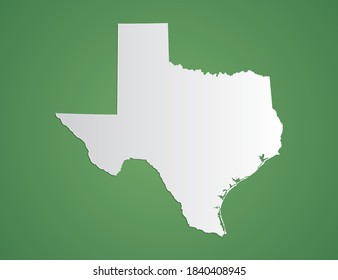 Vector white map of Texas on green background.