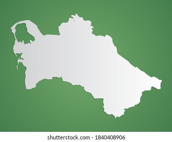Vector white map of Turkmenistan on green background.