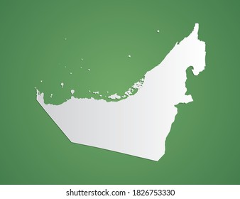 Vektorweiße Karte der Vereinigten Arabischen Emirate auf grünem Hintergrund.