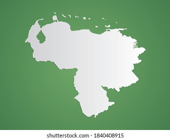 Vektorweiße Karte von Venezuela auf grünem Hintergrund.