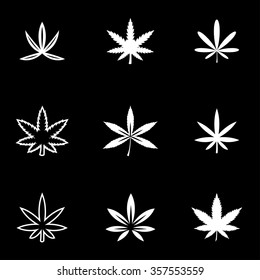 Vector white marijuana icon set.