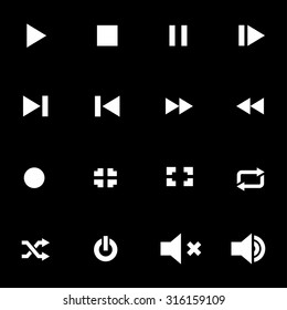 Vector white media player icon set.