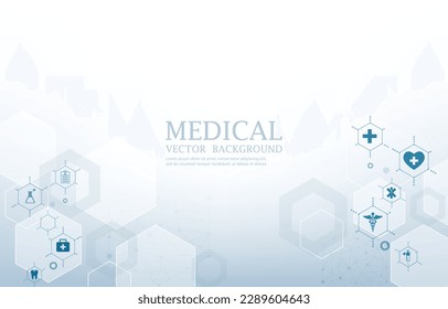 Vector white medical background.geometric hexagons shape.futuristic.medical icons.