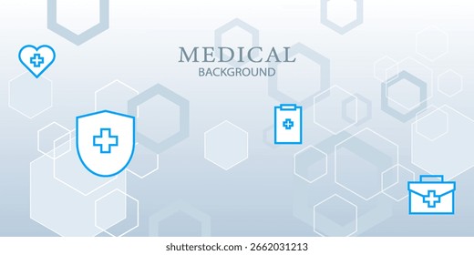 Vector white medical background.geometric hexagons shape.futuristic.medical icons.
