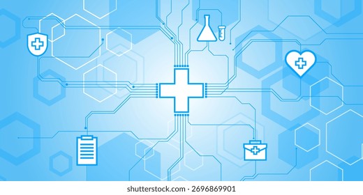 Vektor weißen medizinischen Hintergrund.geometrische Sechsecke shape.futuristic.medical Symbole.