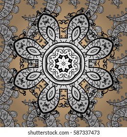 Vector white mehndi seamless pattern. Ornamental floral elements with henna tattoo, whiteen stickers, mehndi and yoga design, cards and prints. Pattern on beige background.