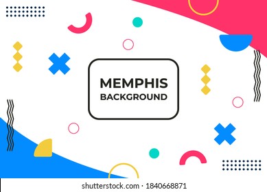 Vector White Memphis Background with Abstract Colorful Geometry Shapes. Suitable for banner, Poster, Promotion, advertising, card, web