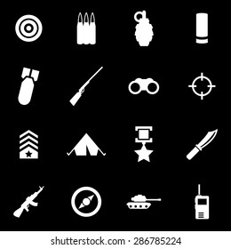 Vector white military icon set.
