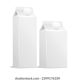 Vector white milk box square on white background.