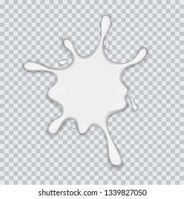 Vector white milk splash, ice cream flow soft texture or drips spray paint on transparent background. For sweet dessert design or your other design