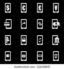 Vector White Mobile Banking Icon Set.