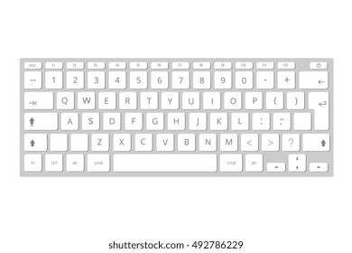 Vector white mobile computer keyboard, keypad. Template of portable keyboard illustration