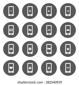 Vector white mobile icons set