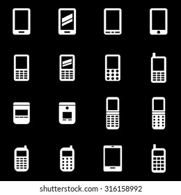 Vector white mobile phone icon set. 
