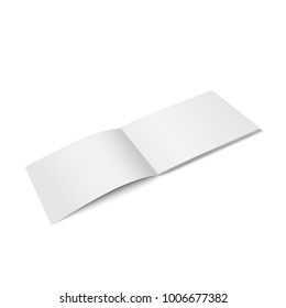 Vector white mock up of magazine isolated. Opened horizontal magazine, brochure, book or notebook template on white background. 3d illustration. Diminishing perspective