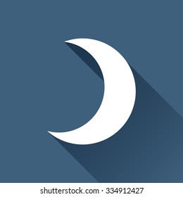 Vector white moon icon on dark background 