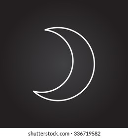 Vector white moon icon on dark background 