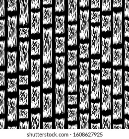 vector white multi vertical grunge lines painting brush seamless pattern on black