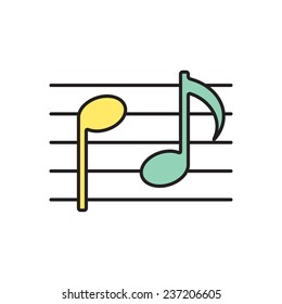 Vector white music flat icon outline. Eps10