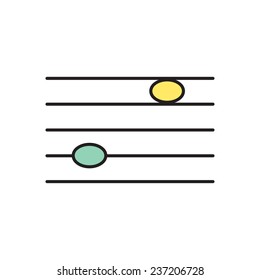 Vector white music flat icon outline. Eps10
