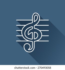 Vector white music flat icon outline . Eps10