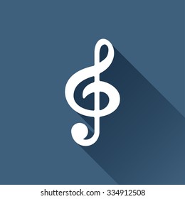 Vector white music icon on dark background 