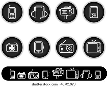 vector white music icons a series of white buttons and simple icon versions of them to see the other white buttons collecion, please check my portfolio