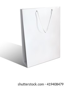 Vector white near to realistic paper bag (mock - up) for your logos, design, trademark isolated on white