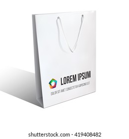 Vector white near to realistic paper bag (mock - up) for your logos, design, trademark isolated on white