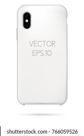 Vector White New Phone Cover Mockup. Can Be Used As An Iphone X Cover Mockup Or Other Smartphone