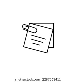 papel de nota blanca vectorial con icono de línea de clip. clip y papel de iconos de esquema