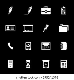 Vector white notes icons set on black background
