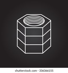 Vector white nut icon on dark background 