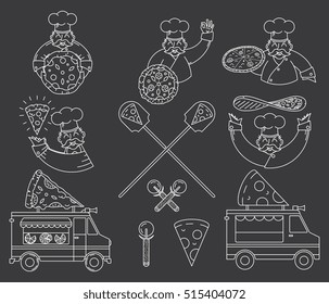 Vector white on black Pizza bundle for any use