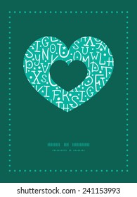 Vector white on green alphabet letters heart symbol frame pattern invitation greeting card template