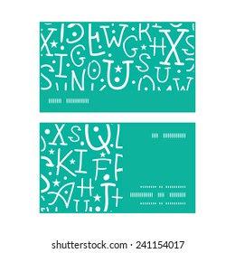Vector white on green alphabet letters horizontal stripe frame pattern business cards set