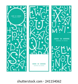 Vector white on green alphabet letters vertical banners set pattern background