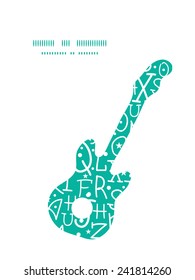 Vector white on green alphabet letters guitar music silhouette pattern frame