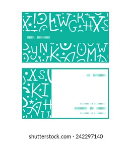 Vector white on green alphabet letters horizontal stripe frame pattern business cards set
